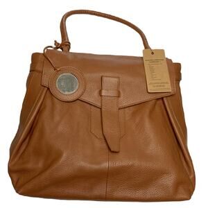 Clever Carriage Company Large Leather Tote Brown Shoulder Bag Gold Hardware